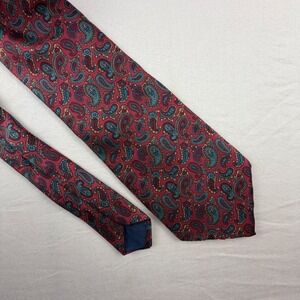 Perlis Paisley Necktie Mens Burgundy Teal Gold Classic Silk Traditional Accessor